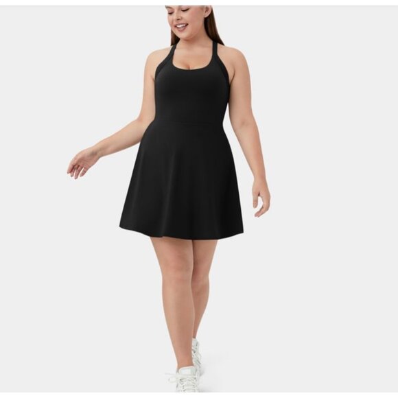 Halara Exercise Dress Sz 3XL Womens Black Backless Cut Out Twisted Side Pocket 2 - Picture 2 of 13